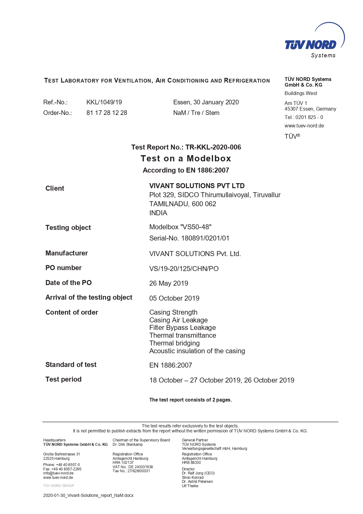 TÜV NORD Certificate